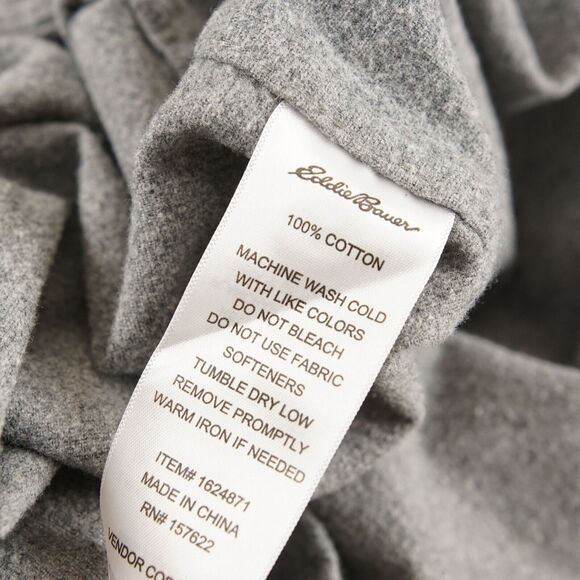 Eddie Bauer Double Brushed Chamois Gray 100% Cotton Flannel Button Shirt Sz M - Picture 4 of 6